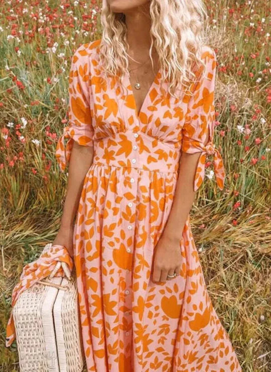 Alice Leroy Elegant Midi Dress Orange Dresses