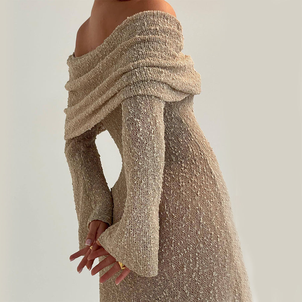 One-Shoulder Knitted Maxi Dress Dresses