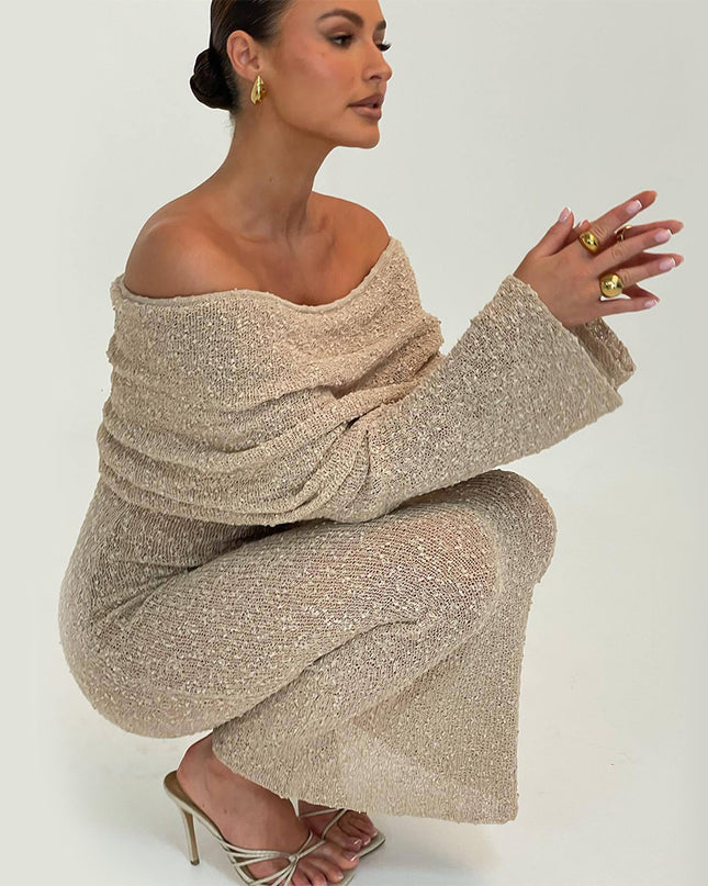 One-Shoulder Knitted Maxi Dress Dresses