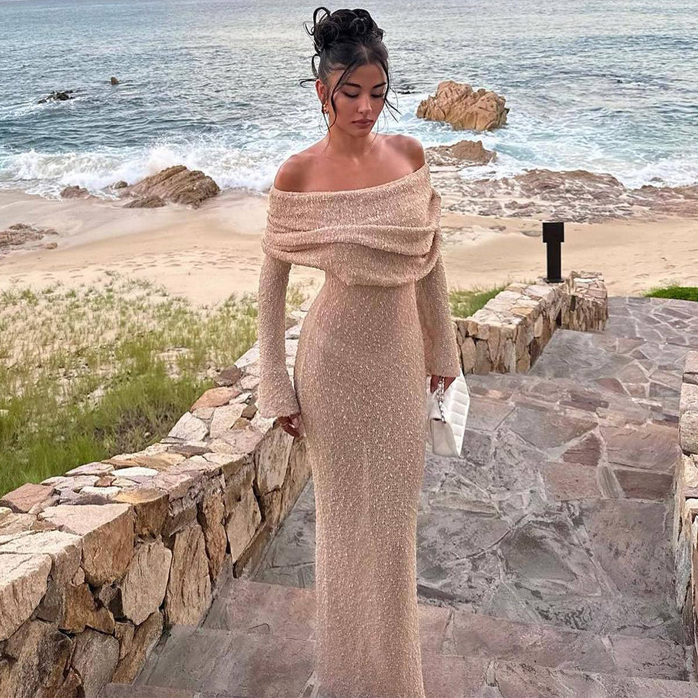 One-Shoulder Knitted Maxi Dress Dresses