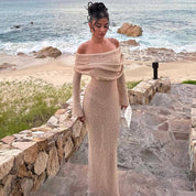 One-Shoulder Knitted Maxi Dress Dresses