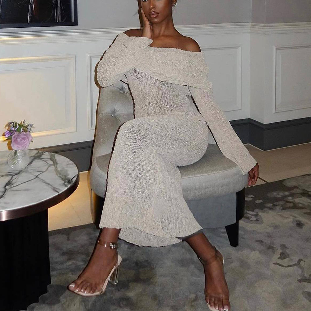 One-Shoulder Knitted Maxi Dress Dresses