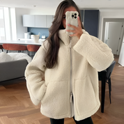 Cozy Teddy Fleece Jacket Beige Fleece Jacket