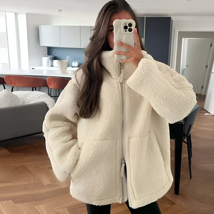 Cozy Teddy Fleece Jacket Beige Fleece Jacket