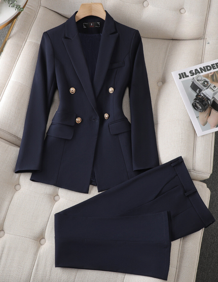 Women's Tailored Blazer Pantsuit Set Blazer Set Blue Blazer