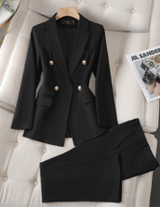 Women's Tailored Blazer Pantsuit Set Blazer Set black Blazer