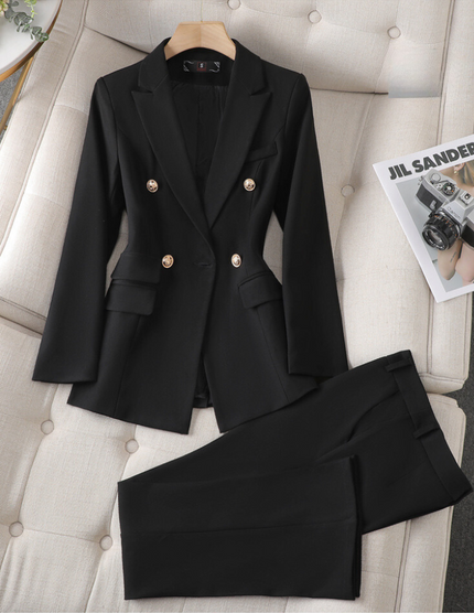 Women's Tailored Blazer Pantsuit Set Blazer Set black Blazer