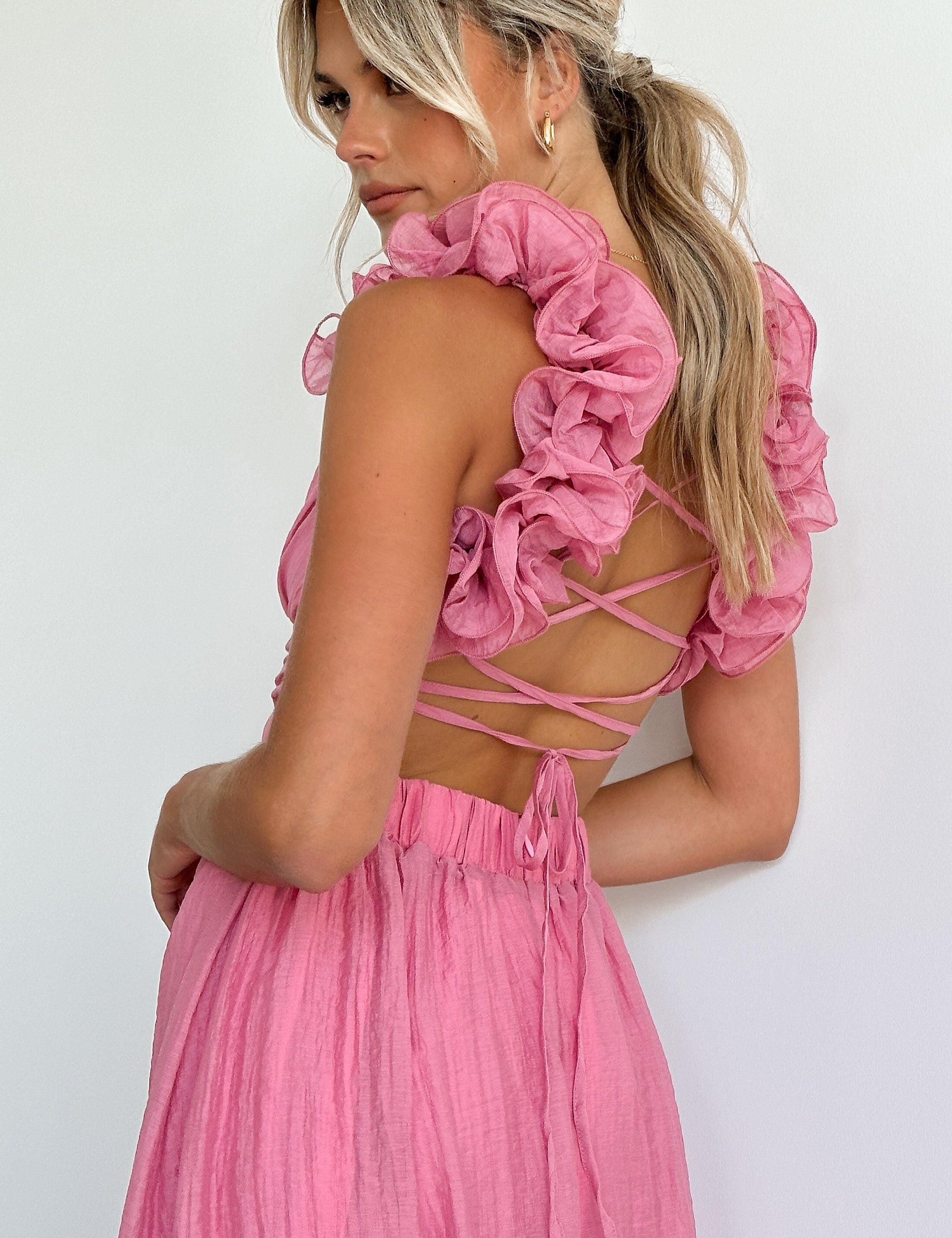 Trinity | Elegant Dress With Deep V-Neck Pink Dresses