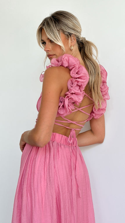 Trinity | Elegant Dress With Deep V-Neck Pink Dresses