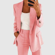 Women's Classic Blazer and Pants Set Pink Blazer