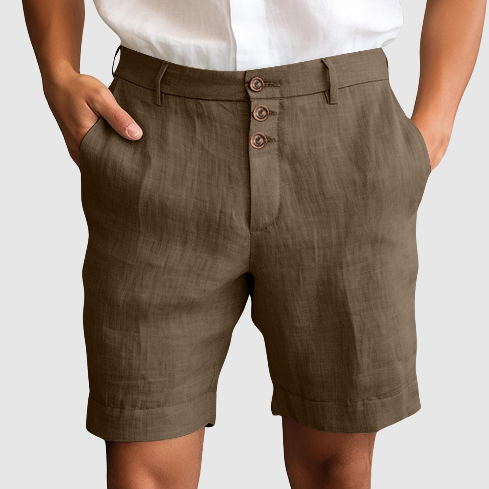 "Portofino Nights" Refined Shorts Light brown Linen shorts