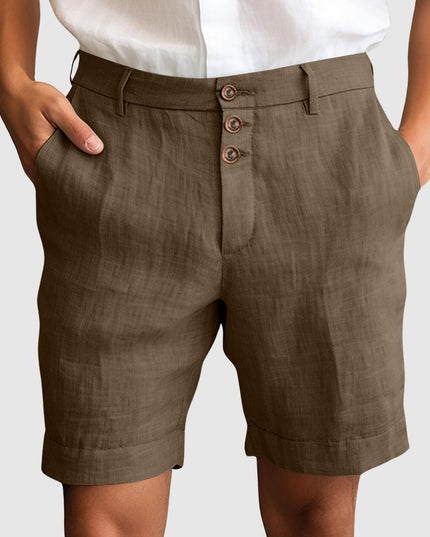 "Portofino Nights" Refined Shorts Light brown Linen shorts