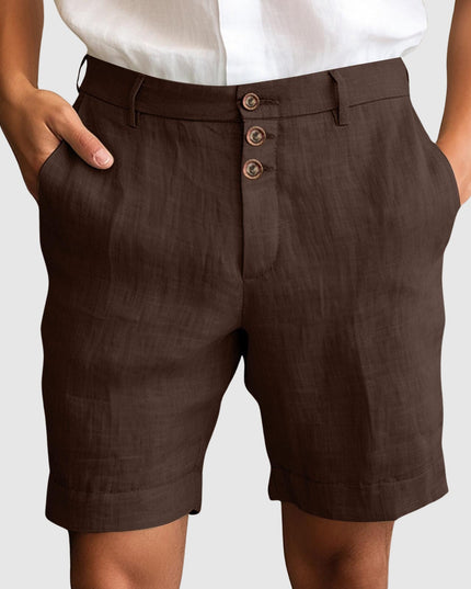 "Portofino Nights" Refined Shorts Dark brown Linen shorts