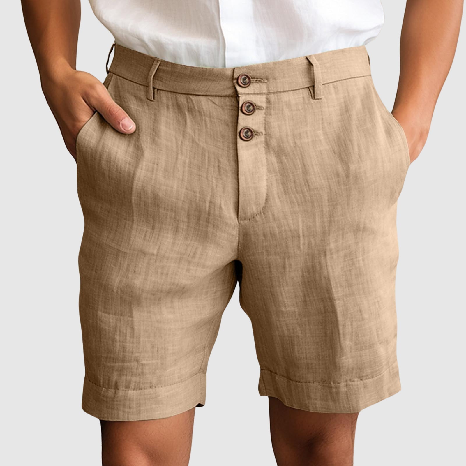 "Portofino Nights" Refined Shorts Beige Linen shorts