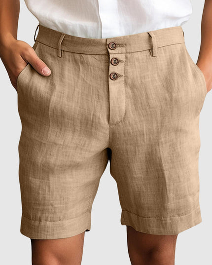 "Portofino Nights" Refined Shorts Beige Linen shorts