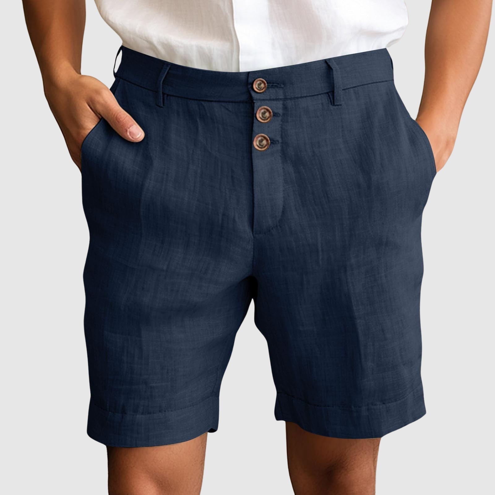 "Portofino Nights" Refined Shorts Blue Linen shorts