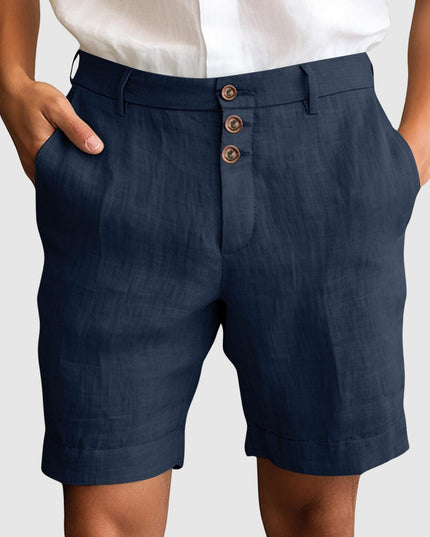 "Portofino Nights" Refined Shorts Blue Linen shorts