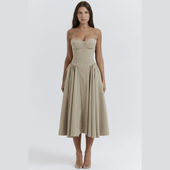 Waist Sculpting Sundress Khaki