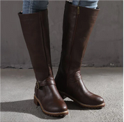 Women Leather Knee High Boots Dark Brown Boots