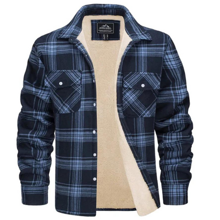 Men's Fleece-Lined Plaid Jacket Navy blue Jacket