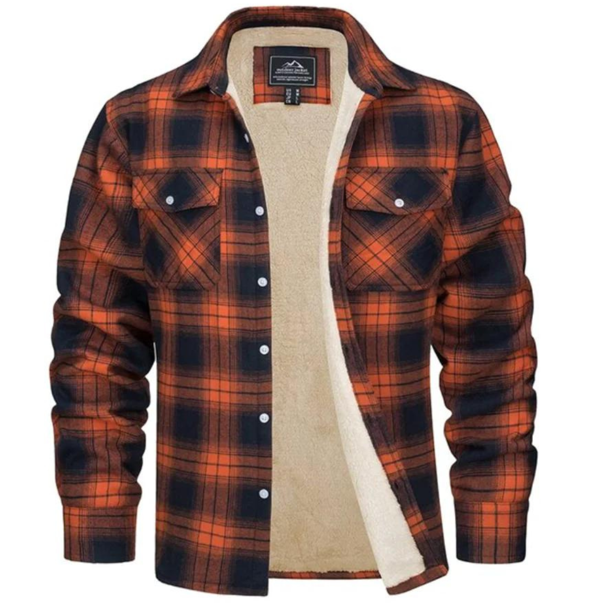 Men's Fleece-Lined Plaid Shirt Jacket Men Shirts