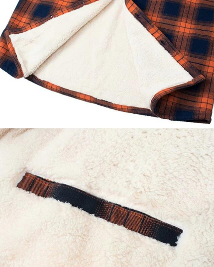 Men's Fleece-Lined Plaid Shirt Jacket Men Shirts
