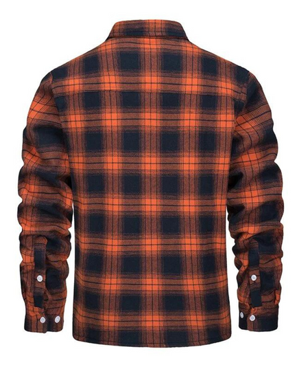 Men's Fleece-Lined Plaid Shirt Jacket Men Shirts