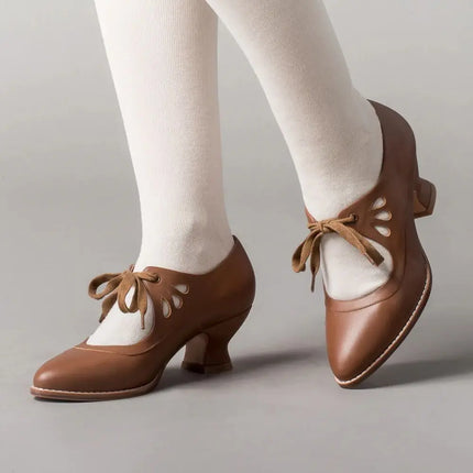 Angela | Orthopedic Leather Heeled Sandals Brown Orthopedic Heels