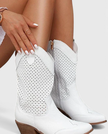 Anna Modern Cowboy Boots with Side Zip Women All Seasons Shoes
