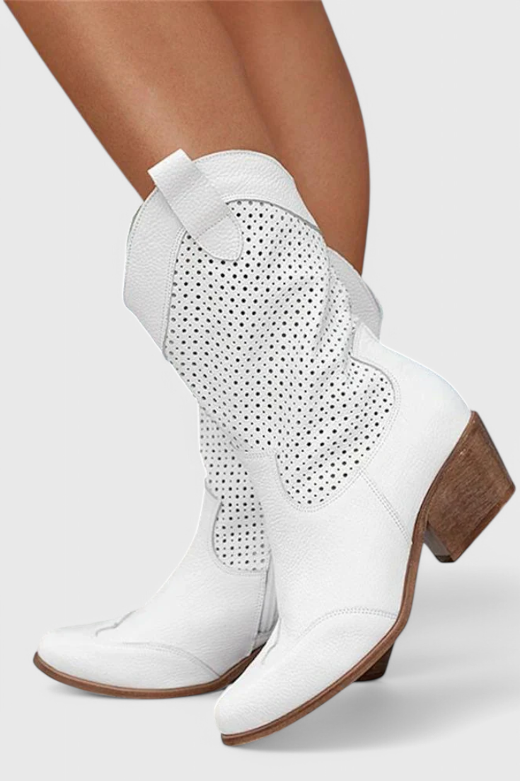 Anna Modern Cowboy Boots with Side Zip Breathable Comfort Boots