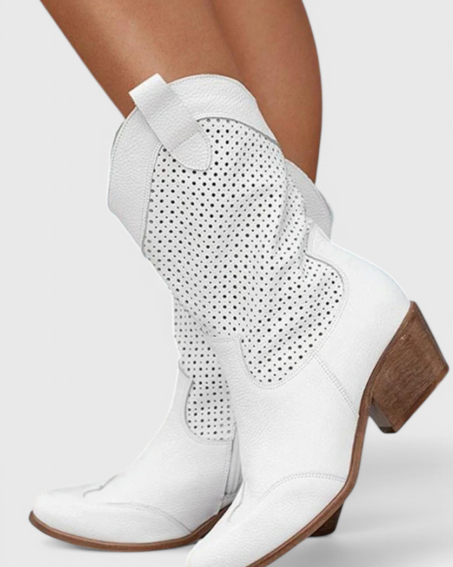 Anna Modern Cowboy Boots with Side Zip Women All Seasons Shoes
