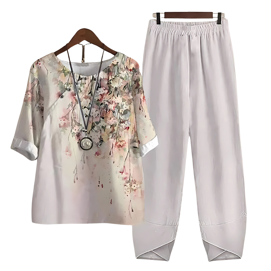 Rhea | Effortless chic shirt and pant set White