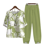 Rhea | Effortless chic shirt and pant set Green (Almost sold out)