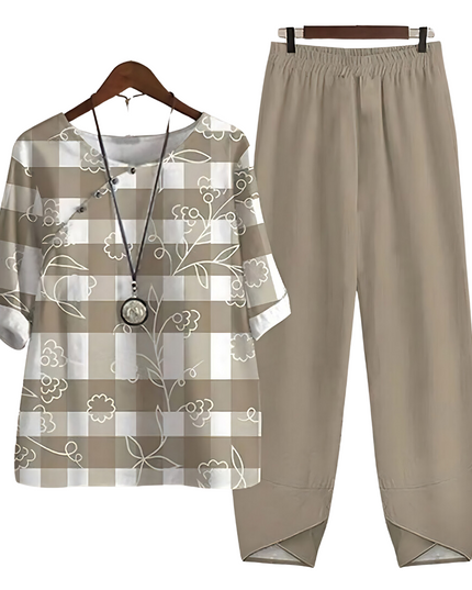 Rhea | Effortless chic shirt and pant set Khaki