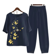 Rhea | Effortless chic shirt and pant set Dark Blue (Almost sold out)