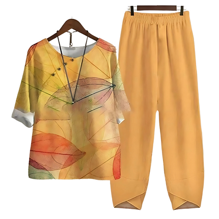 Rhea | Effortless chic shirt and pant set Orange