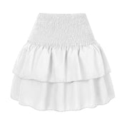 Rose Summer Mini Skirt with Built-In Shorts White Skirts