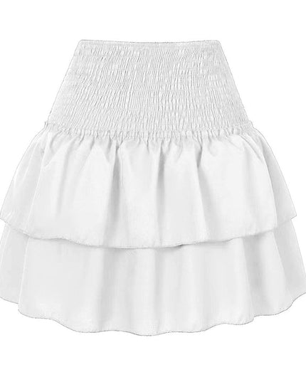 Rose Summer Mini Skirt with Built-In Shorts White Skirts