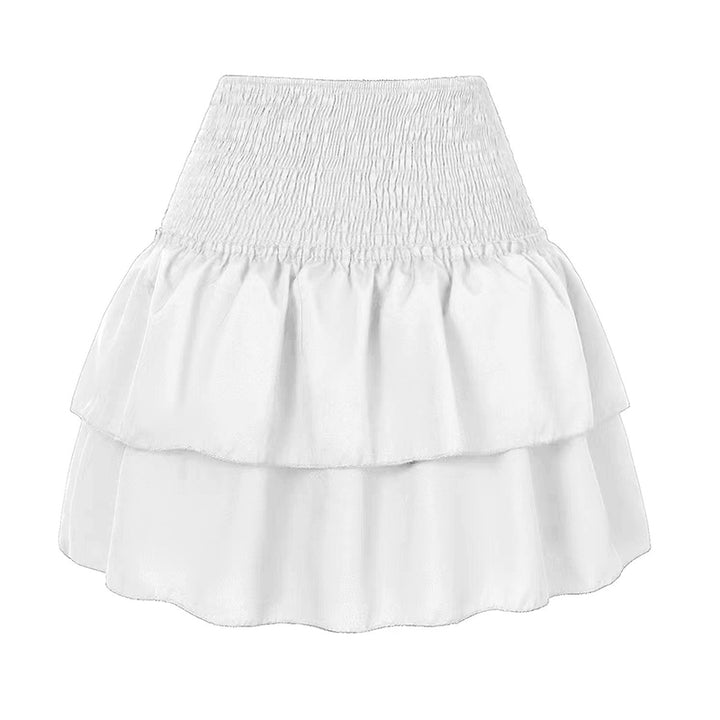 Rose Summer Mini Skirt with Built-In Shorts White Skirts