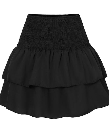 Rose Summer Mini Skirt with Built-In Shorts Black Skirts