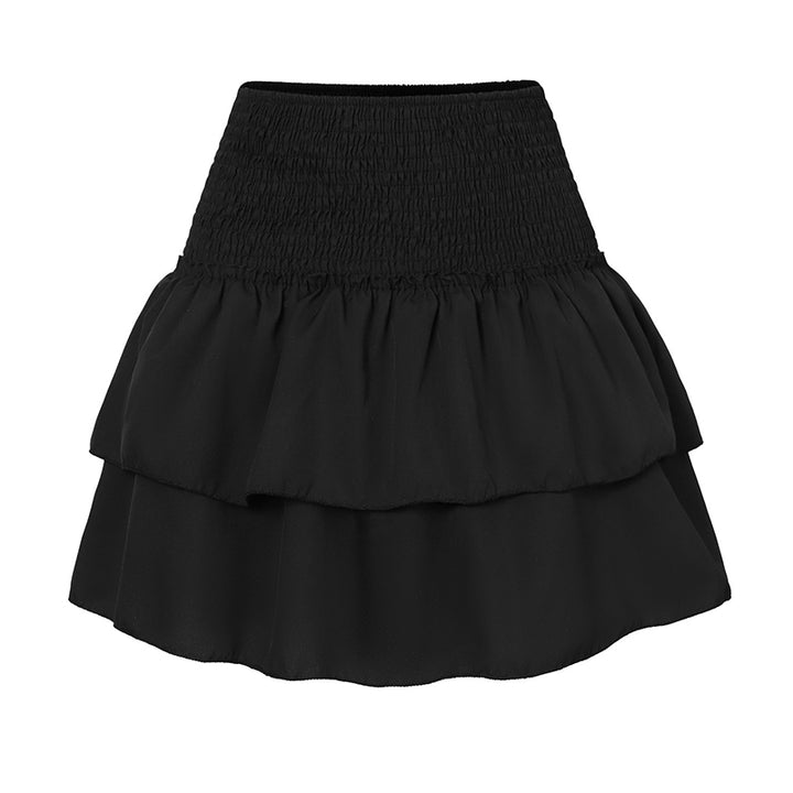 Rose Summer Mini Skirt with Built-In Shorts Black Skirts