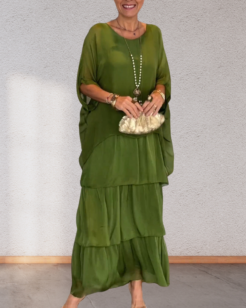 Ruffle Chiffon Maxi Dress Green Dresses