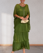 Ruffle Chiffon Maxi Dress Green Dresses