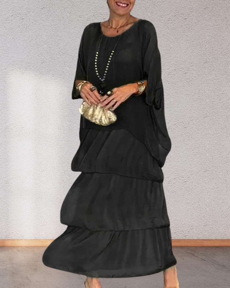 Ruffle Chiffon Maxi Dress Black Dresses
