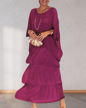 Ruffle Chiffon Maxi Dress Magenta Dresses