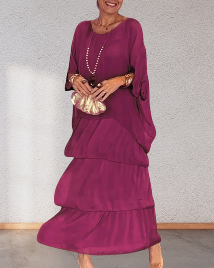 Ruffle Chiffon Maxi Dress Magenta Dresses