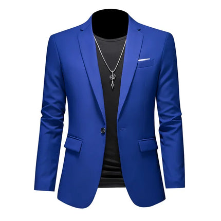 Men's Stylish Single-Breasted Blazer Blue Blazer
