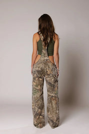Camouflage Deep-V Denim Overalls Women Jumpsuit