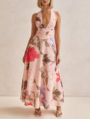 Plunging V-Neck Maxi Dress (Printed) Dresses