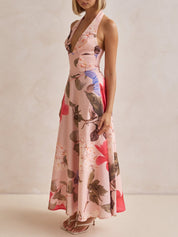 Plunging V-Neck Maxi Dress (Printed) Dresses